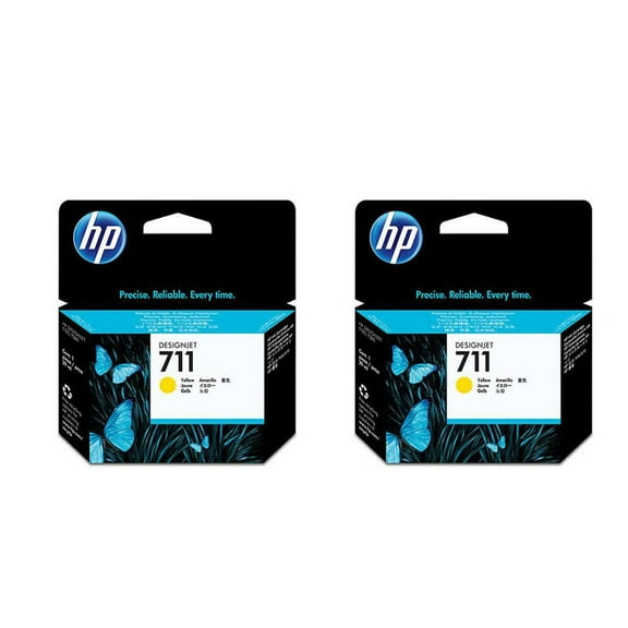 HP DesignJet 711 Ink Printer Cartridge for DesignJet T120/T520, Yellow, 2 Count, 2 Pack