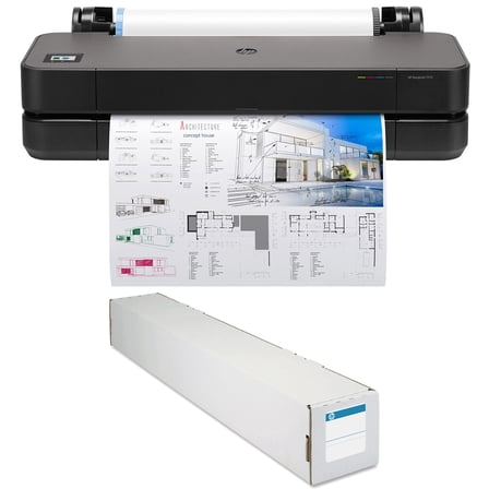 HP DesignJet T210 24" Wireless Large Format Color Thermal Inkjet Plotter Printer, 2025 Edition, Bundle with Matte Bond Inkjet Paper Roll