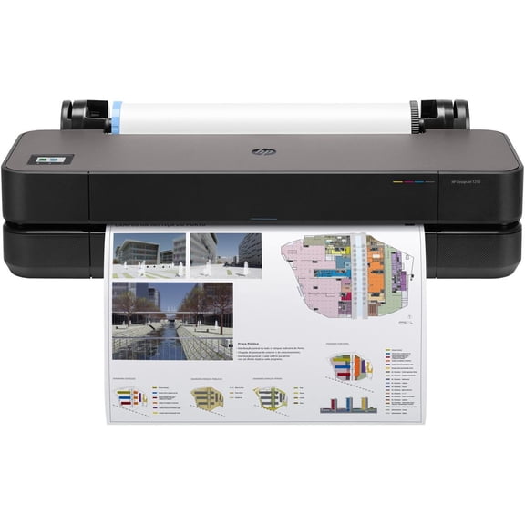 HP DesignJet T210 Large Format 24-inch Color Plotter Printer for Easy Wide CAD & Poster Prints (8AG32D)