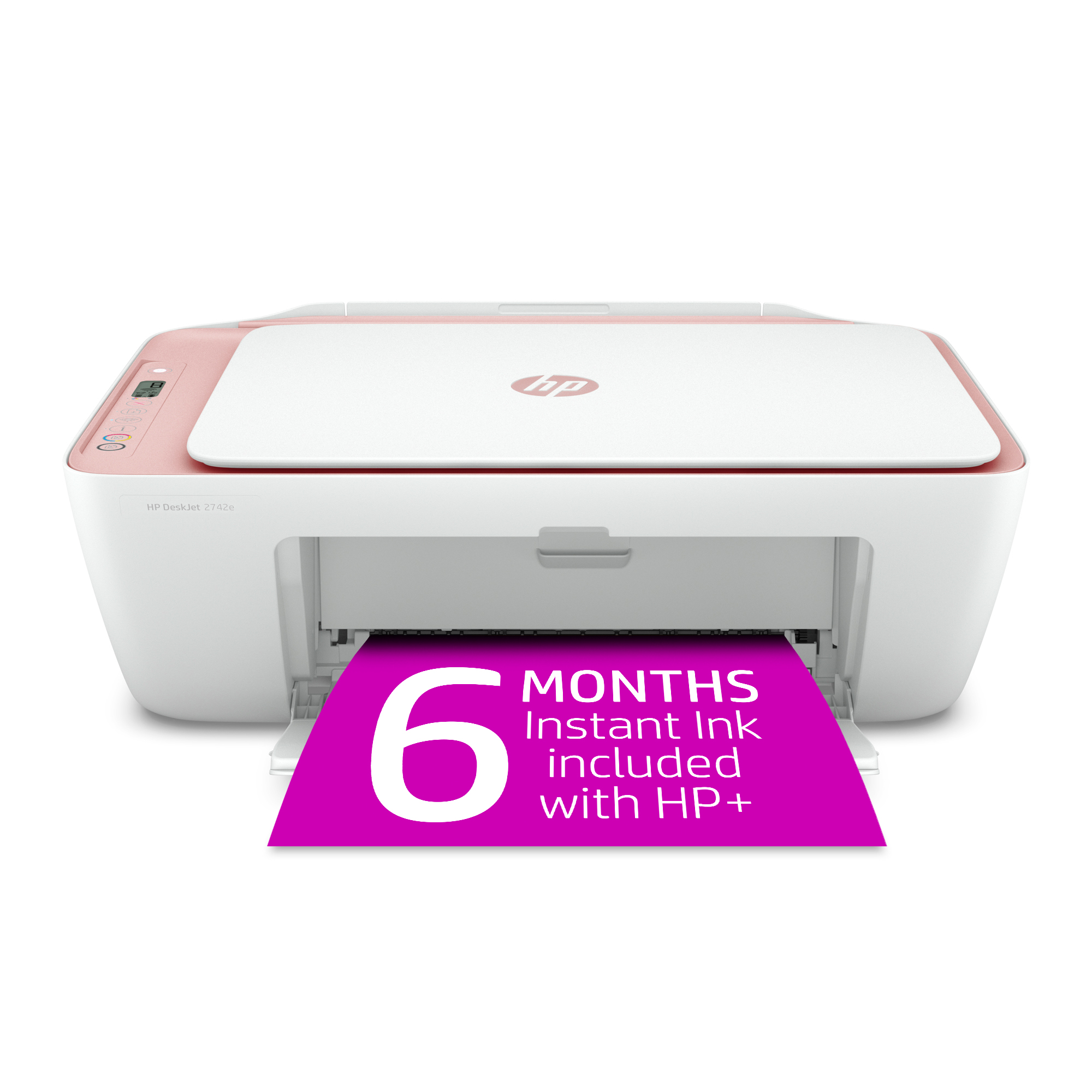 HP DeskJet 2742e Wireless Color All-in-One Inkjet Printer (Himalayan Pink) with 6 months Instant Ink Included with HP+ - image 1 of 9