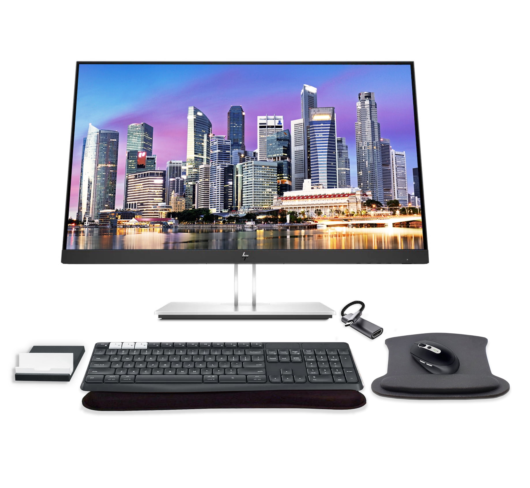 HP E24q G4 24 Inch IPS QHD MultiDevice Monitor Bundle with K375s