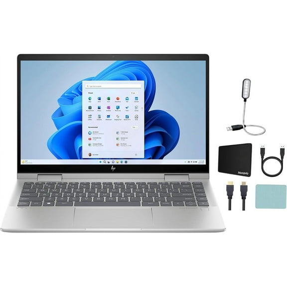 HP ENVY 14" FHD Touch-Screen 2-in-1 Laptop, Intel Core i5-1335U(Beats i7-1260U), 8GB Memory, 512GB SSD, Backlit KB, Fingerprint Reader, Windows 11 Home, Natural Silver + Mazepoly Accessories