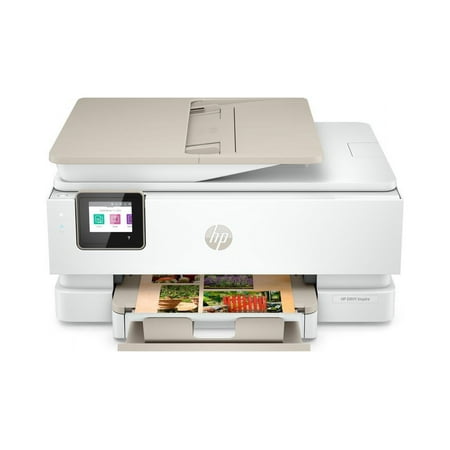 HP - ENVY Inspire 7955e Wireless All-In-One Inkjet Photo Printer with 3 months of Instant Ink included with HP+ - White & Sandstone