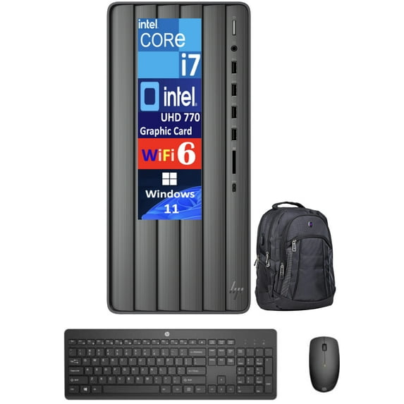 HP ENVY TE01-5000t High Performance Business Desktop (Intel i7-14700, 16GB DDR4, 256GB PCIe SSD + 1TB HDD, Intel UHD 770, 400W PSU, WiFi 6, Bluetooth 5.3, RJ-45, HDMI, Win 11 Pro) w/Premium Backpack