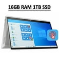 thumbnail image 1 of HP ENVY X360 15 2-in-1 Laptop Computer 15.6" FHD IPS Touchscreen 11th Gen Intel Quad-Core i7-1165G7 16GB RAM 1TB SSD Intel Iris Xe Graphics Backlit Fingerprint HDMI USB-C WiFi6 B&O Win10 Silver, 1 of 5