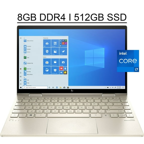HP ENVY X360 Convertible 13 2-in-1 Laptop 13.3" FHD IPS Touchscreen 11th Gen Intel Quad-Core i7-1165G7 8GB DDR4 512GB SSD Intel Iris Xe Graphics Backlit Keyboard Fingerprint Reader Win10 Gold
