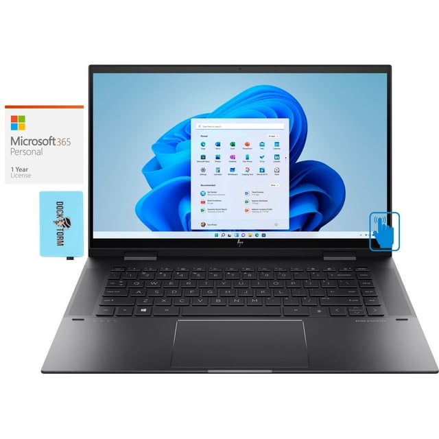 HP ENVY x360 -15 2-in-1 Laptop (AMD Ryzen 5 5500U 6-Core, 15.6" Touch Full HD (1920x1080), 16GB RAM, 2TB PCIe SSD, AMD Radeon, Webcam, Wifi, Bluetooth, Win 11 Pro) with Microsoft 365 Personal , Hub