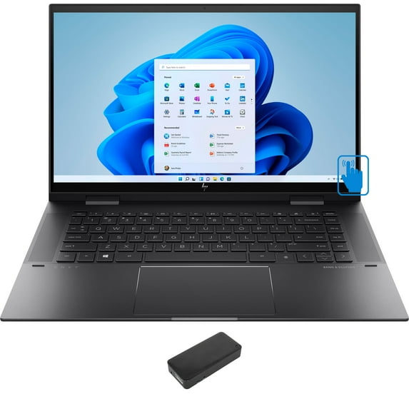 HP ENVY x360 -15 Home/Business 2-in-1 Laptop (AMD Ryzen 5 5500U 6-Core, 15.6in 60Hz Touch Full HD (1920x1080), AMD Radeon, 16GB RAM, 2TB PCIe SSD, Backlit KB, Wifi, Win 10 Pro) with DV4K Dock