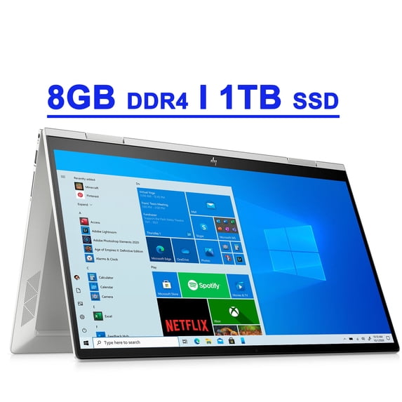 HP ENVY x360 15 Premium 2-in-1 Laptop 15.6" FHD IPS Touchscreen 11th Gen Intel Quad-Core i5-1135G7 8GB DDR4 1TB SSD Backlit Keyboard Fingerprint Reader HDMI USB-C B&O WiFi6 Win10 Silver