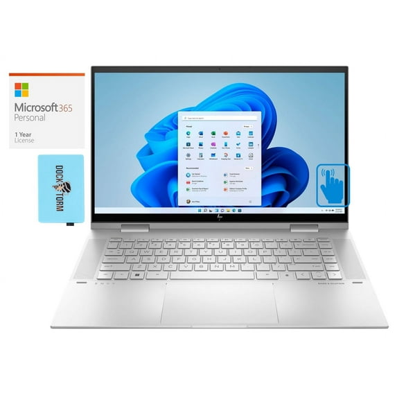 HP ENVY x360 15-es Home/Business 2-in-1 Laptop (Intel i7-1260P 12-Core, 15.6in 60 Hz Touch Full HD (1920x1080), Intel Iris Xe, 64GB RAM, Win 10 Pro) with Microsoft 365 Personal , Dockztorm Hub