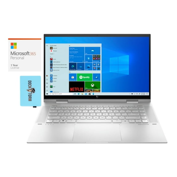 HP ENVY x360 - 15t Home & Business 2-in-1 Laptop (Intel i7-1165G7 4-Core, 16GB RAM, 2TB m.2 SATA SSD, 15.6" Touch Full HD (1920x1080), Intel Iris Xe, Win 11 Pro) with Microsoft 365 Personal , Hub