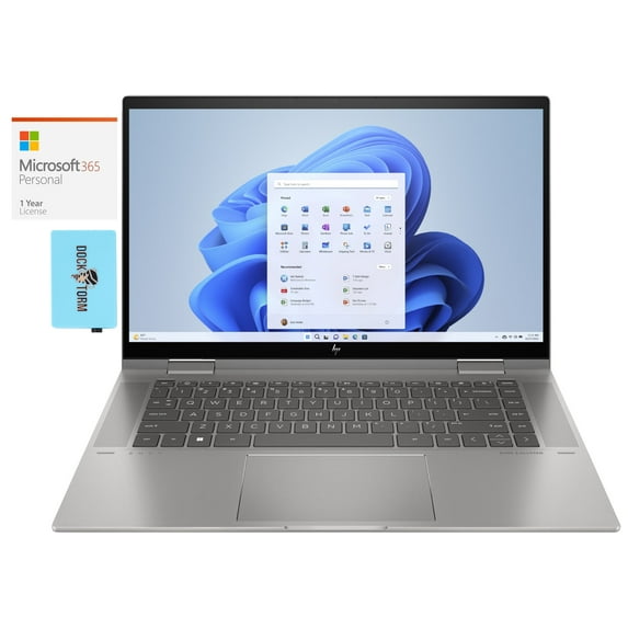 HP ENVY x360 15t-ew100 Home/Business 2-in-1 Laptop (Intel i7-1355U 10-Core, 15.6in 60Hz Touch Full HD (1920x1080), Intel Iris Xe, Win 11 Home) with Microsoft 365 Personal , Dockztorm Hub