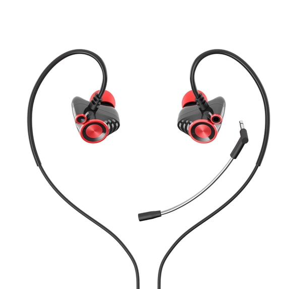 HP Earhook Gaming Earbuds Headphone W Detachable Mic, Volume Control, Black