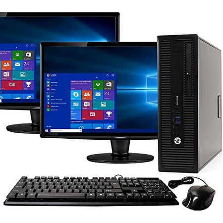 HP Elite 800G1 Desktop Computer Package - Intel Quad Core i5 3.3GHz, 16GB RAM, 240GB SSD 2TB HDD, Windows 10 Pro, Dual 19 inch Monitors, Keyboard, Mouse
