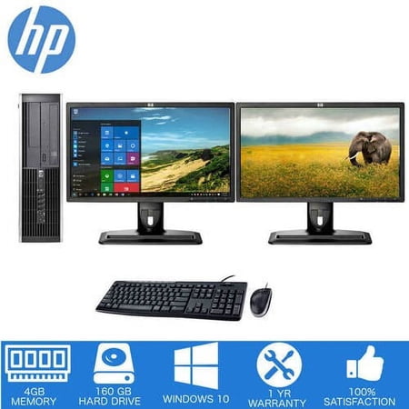HP-Elite Desktop Computer PC – Intel Core 2 Duo - 4GB Memory – 160GB Hard Drive - Windows 10- with Dual 17" LCDs