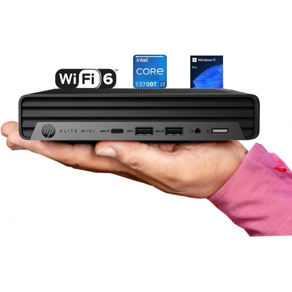HP Elite Mini 600 G9 Business Desktop, 13th Gen Intel i7-13700T (16 Cores, Up to 4.9GHz), 32GB DDR5 RAM, 1TB PCIe SSD, Triple 4K Supported, USB-C, WiFi 6, HDMI, BT, RJ-45, KB & Mouse, Win 11 Pro