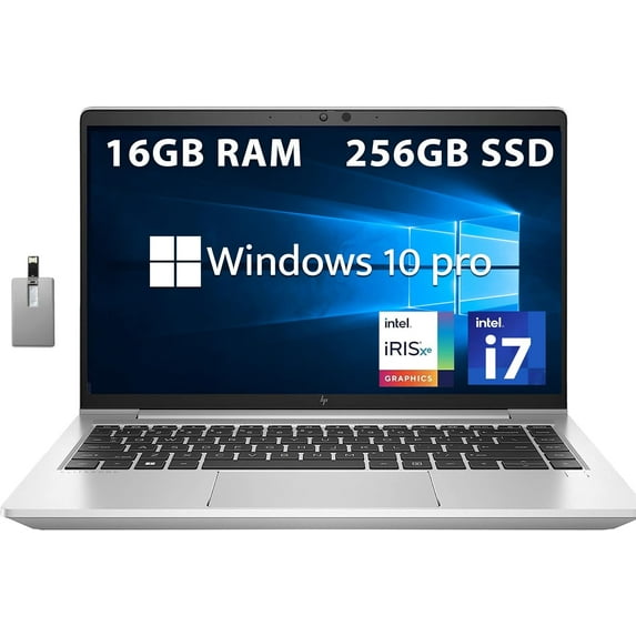 HP EliteBook 640 G9 Laptop, 14" FHD Business Laptop, Intel Core i5-1235U, 16GB RAM, 256GB PCIe SSD, Fingerprint Reader, Backlit Keyboard, Wi-Fi 6E, Win 10 Pro, 32GB USB Card