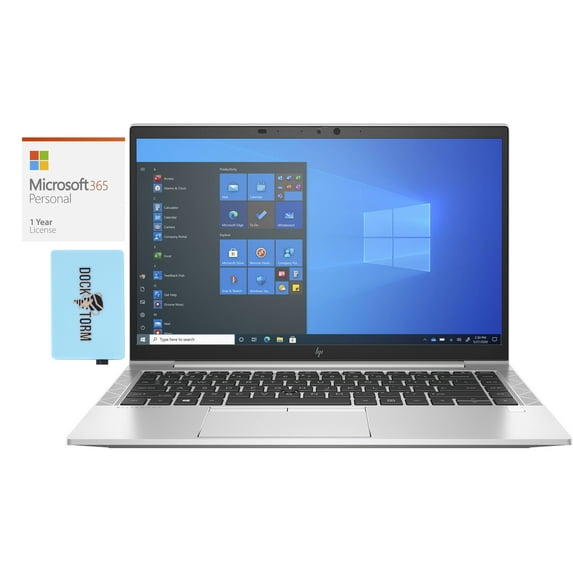 HP EliteBook 845 G8 Home/Business Laptop (AMD Ryzen 7 PRO 5850U 8-Core, 14.0in 60Hz Full HD (1920x1080), AMD Radeon, 16GB RAM, Win 11 Pro) with Microsoft 365 Personal , Dockztorm Hub