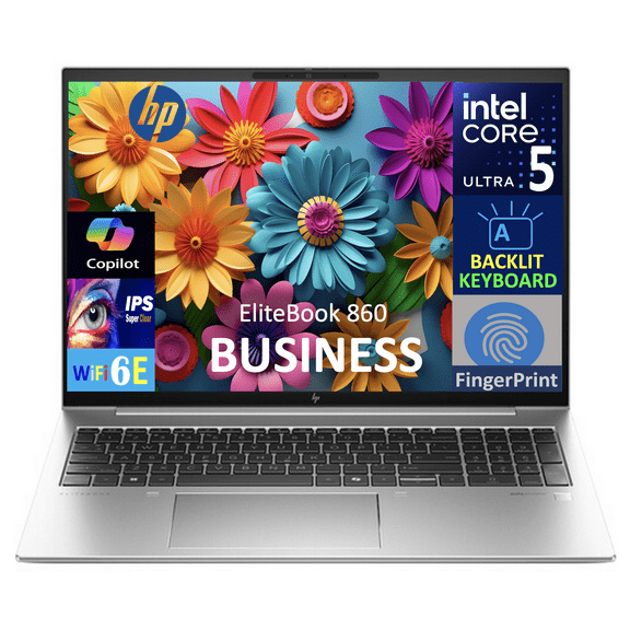 HP EliteBook 860 Business Laptop 16.0in IPS WUXGA Display (Intel Ultra 5-135U, 16GB DDR5, 2TB PCIe SSD, Intel Graphics, Backlit KB, Fingerprint, 2 Thunderbolt 4, WiFi 6E, Webcam, Win 11 Pro)