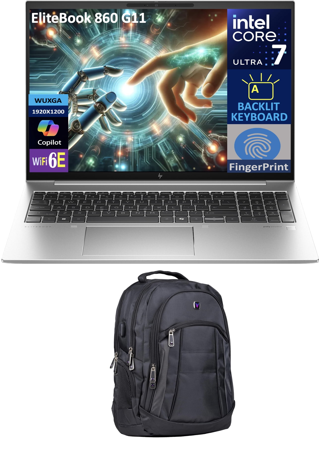 Intel Backpack HP EliteBook 860 G11 Laptop 16.0in WUXGA Display (Intel Ultra 7 165U ...