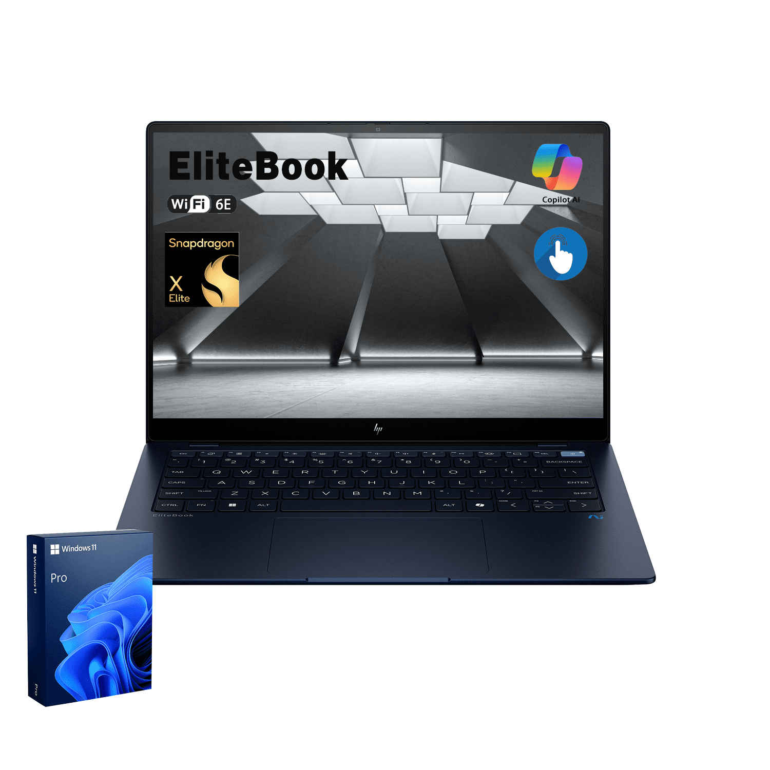 HP EliteBook Business Laptop, 14" Touchscreen, Qualcomm Snapdragon X ...