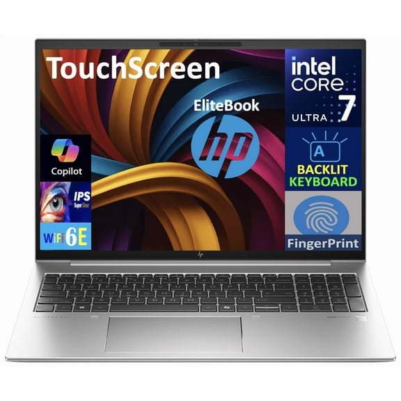 HP EliteBook 860 Copilot+ Business Laptop 16.0in Touchscreen IPS WUXGA Display (Intel Ultra 7 155U, 16GB DDR5, 512GB SSD, Backlit KB, Fingerprint, 2 Thunderbolt 4, WiFi 6E, Webcam, Win 11 Pro)