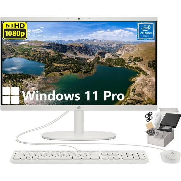 HP All-in-One Desktop Computer, 21.5" FHD Display, Intel Celeron J4025 Processor, 32GB RAM, 2TB SSD, Wi-Fi 6, Business AIO, Windows 11 Pro