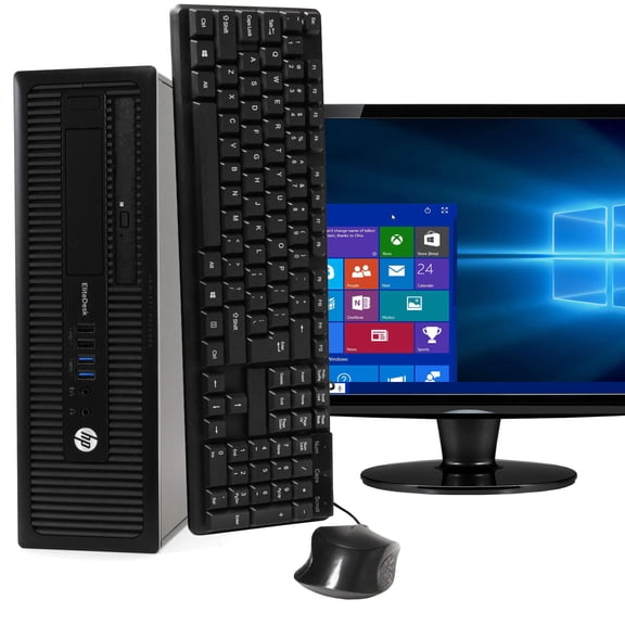 Restored HP EliteDesk 800 G1 Desktop Computer with 22" Monitor Intel Core i7-4790 16GB Memory 2TB (Refurbished)