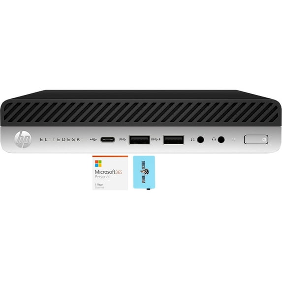 HP EliteDesk 800 G4 4CB Home/Business Mini Desktop (Intel i5-8500T 6-Core, Intel UHD 630, 64GB RAM, Win 10 Pro) with Microsoft 365 Personal , Dockztorm Hub