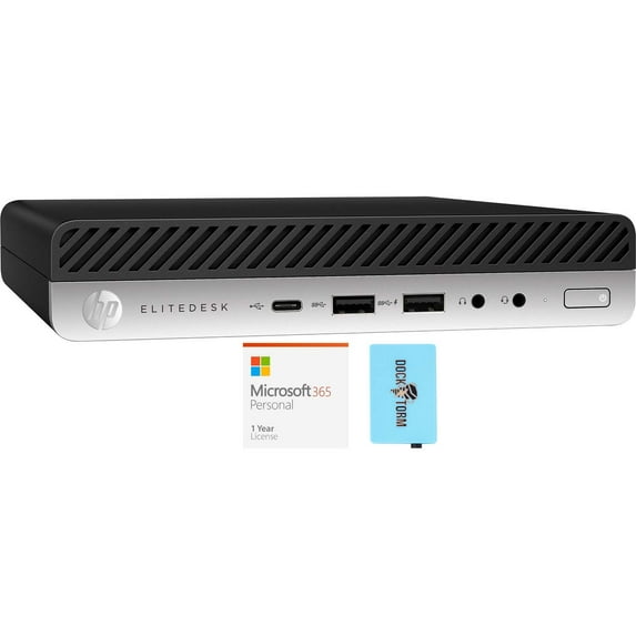 HP EliteDesk 800 G4 Home/Business Mini Desktop (Intel i5-8600 6-Core, Intel UHD 630, 16GB RAM, 512GB PCIe SSD, Wifi, Win 10 Pro) with Microsoft 365 Personal , Dockztorm Hub