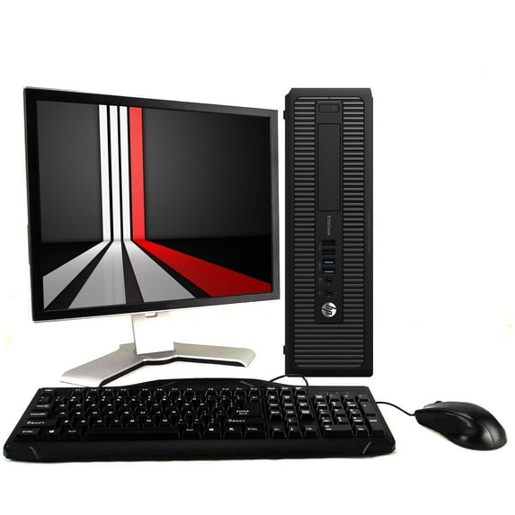 Pre-Owned HP EliteDesk 800G1 Desktop Computer PC, Intel Quad-Core i5, 320GB HDD, 16GB DDR3 RAM, Windows 10 Home, DVD, WIFI, 22in Monitor, USB Keyboard and Mouse (Used )