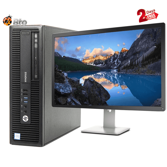 Restored HP EliteDesk 800G1 Desktop Small Form Computer Intel Core i7-4th Gen. Processor, 16GB Ram, 2TB HDD, New 24" LCD, Keyboard & Mouse, Bto Wifi, Bluetooth, Windows 10 Pro (Refurbished)