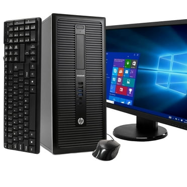 Pre-Owned HP EliteDesk 800G1 Tower Computer PC, Intel Quad-Core i5, 500GB HDD, 16GB DDR3 RAM, Windows 10 Home, DVD, WIFI, 22in Monitor, USB Keyboard and Mouse (Used )