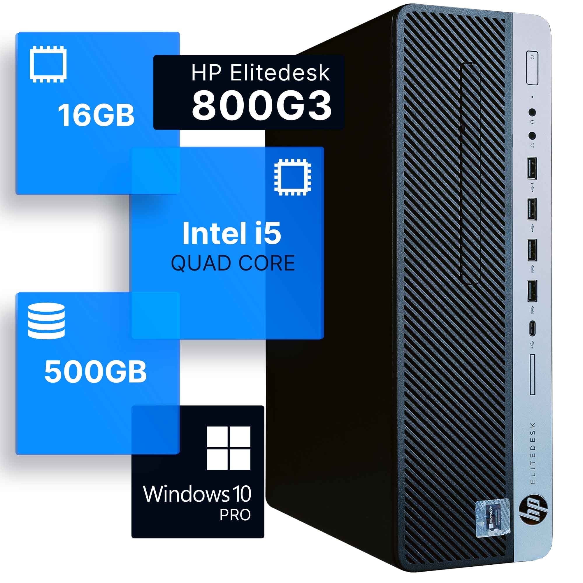 HP EliteDesk 800G3 Desktop Computer | Intel i5-6500 (3.2) | 16GB DDR4 RAM | 500GB SSD Solid State | Windows 10 Professional | Home or Office PC