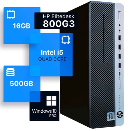 HP EliteDesk 800G3 Desktop Computer | Quad Intel i5 (3.2) | 16GB DDR4 RAM | 500GB SSD Solid State | Windows 10 Professional | Home or Office PC