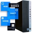 thumbnail image 1 of Restored HP EliteDesk 800G3 Desktop Computer Quad Intel i7 (3.4) 16GB DDR4 RAM 500GB SSD Solid State Windows 10 Professional Home or Office PC (Refurbished), 1 of 6