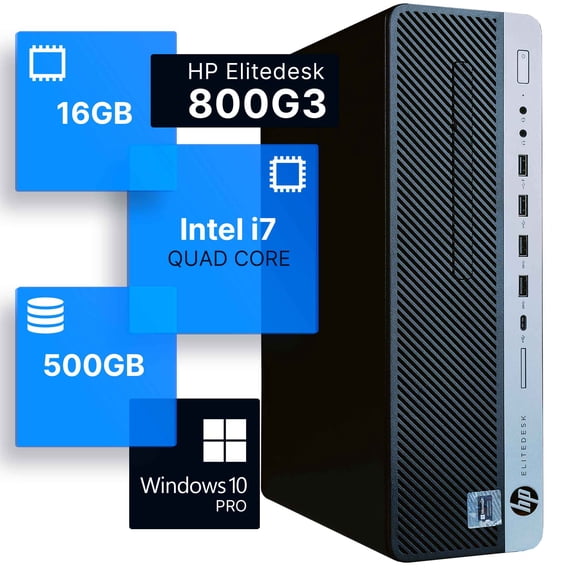 Restored HP EliteDesk 800G3 Desktop Computer Quad Intel i7 (3.4) 16GB DDR4 RAM 500GB SSD Solid State Windows 10 Professional Home or Office PC (Refurbished)