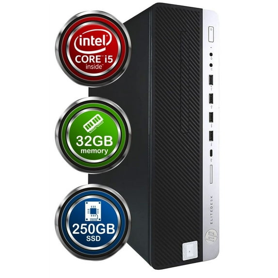 HP EliteDesk 800G4 Desktop Computer | Hexa Core Intel i5 (3.2GHz) | 32GB DDR4 RAM | 250GB SSD Solid State | 5G-WiFi & Bluetooth | Windows 11 Professional | Home or Office PC (Refurbished)