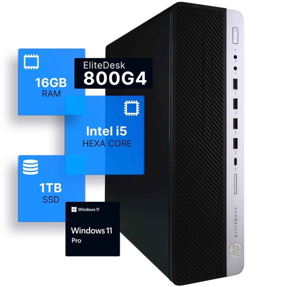 Restored HP EliteDesk 800G4 Desktop Computer Intel i5-8500 (3.2) 16GB DDR4 RAM 1TB SSD Solid State Windows 11 Professional Home or Office PC (Refurbished)