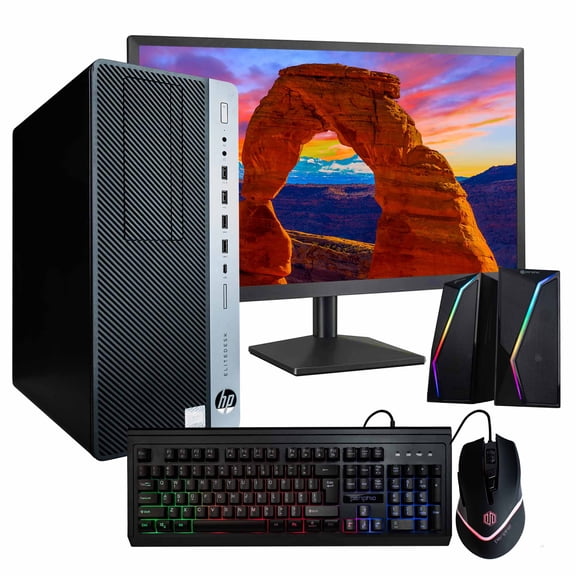 HP EliteDesk 800G4 Tower Desktop Computer | Hexa Core Intel i7 (3.4) | 16GB DDR4 RAM | 500GB SSD Solid State | Windows 11 Professional | 24in LCD Monitor | Home or Office PC