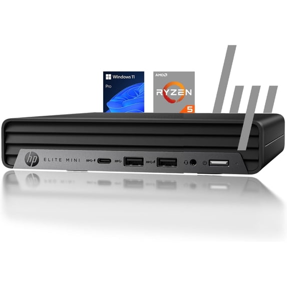 HP EliteDesk 805 G8 Mini Business Desktop, AMD Ryzen 5 5650G (6 Cores, Up to 4.4GHz), 32GB RAM, 1TB SSD, Dual 4K Support, USB-C, DP Port, Wi-Fi, Bluetooth, Windows 11 Pro, Keyboard & Mouse Included