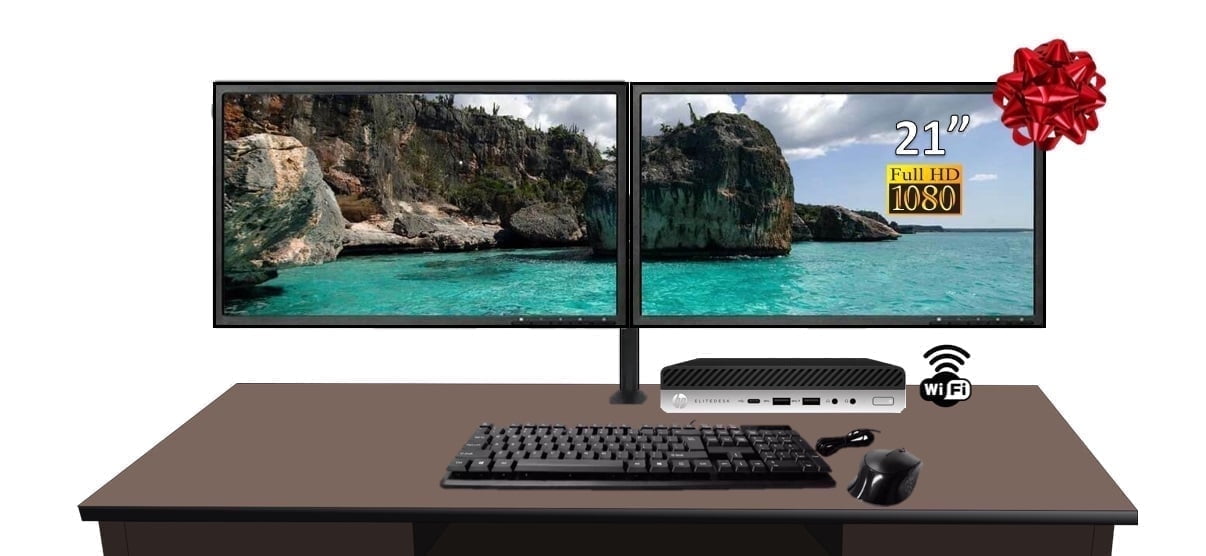 HP EliteDesk Mini Desktop Bundle Intel Core i5-8500T 2.1GHz, 16GB