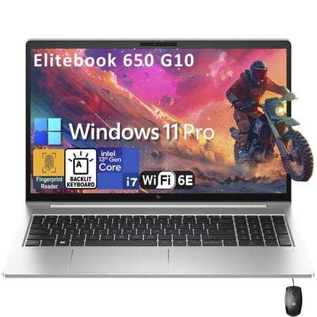 HP Elitebook 650 G10 15 15.6" FHD Business Laptop Computer, 13th Gen Intel 10-Core i7-1355U, 64GB DDR4 RAM, 2TB PCIe SSD, WiFi 6E, BT5.3, Backlit Keyboard, Fingerprint Reader, Windows 11 Pro, AZ-XUT