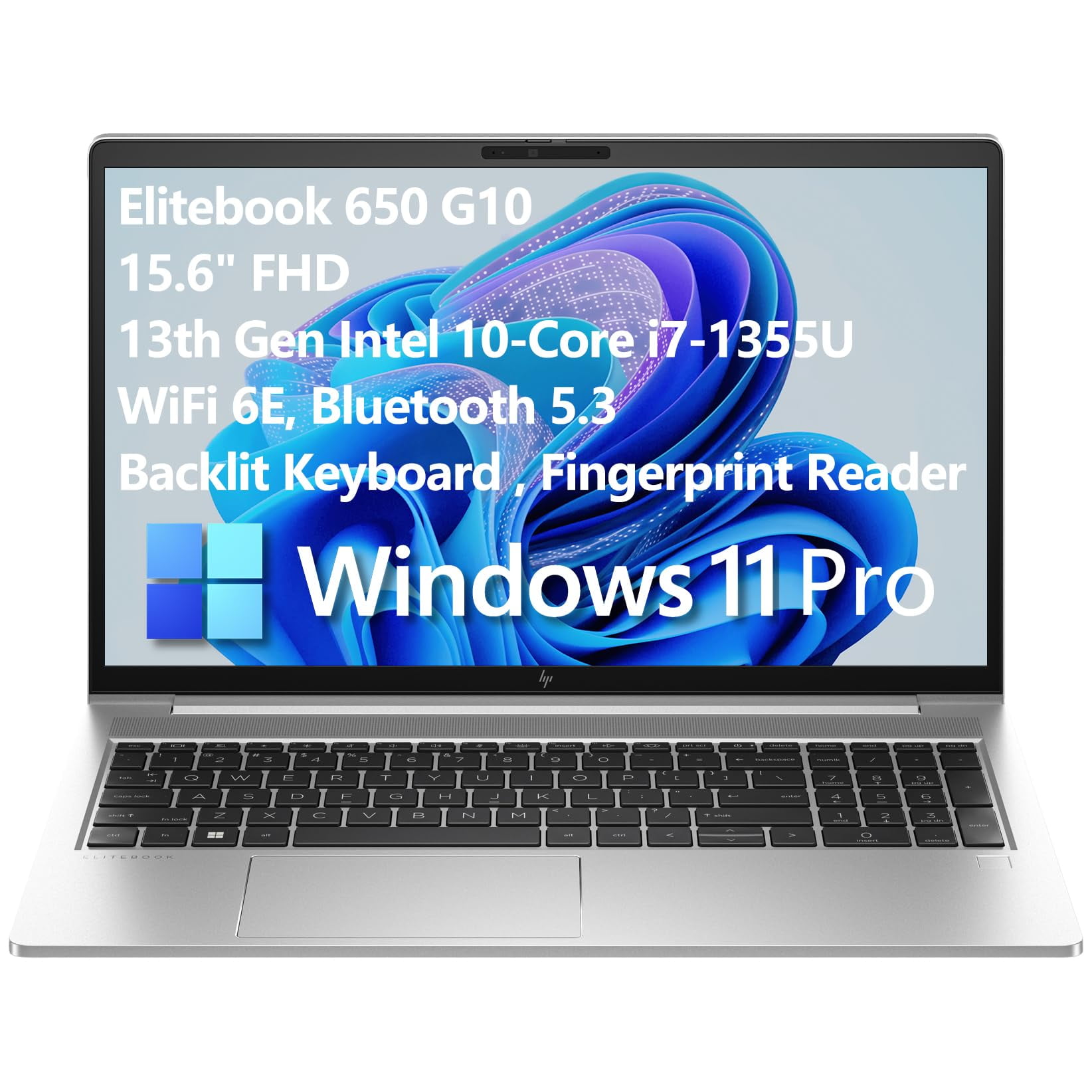 Windows 10 Business Laptop HP Elitebook 650 G10 Business Laptop Computer, 15.6" FHD, 13th Gen