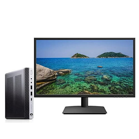 Pre-Owned HP Elitedesk 800 G4 Mini Business Desktop (Intel Quad Core i5-8500T, 16GB DDR4 RAM, 256GB NVME Type-C, DisplayPort, WiFi, Ethernet, Kbd+Mou, Windows 11 Pro 64-bit with 24" LCD ..