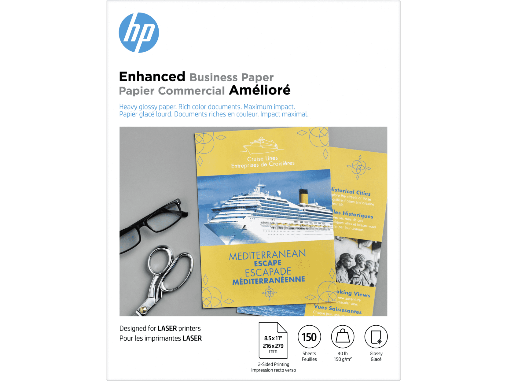 HP Enhanced Business Paper, Glossy, 40 lb, 8.5 x 11 in. (216 x 279 mm), 150 sheets Q6611A