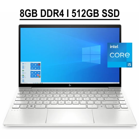 HP Envy 13 Business Laptop 13.3" FHD IPS 100% sRGB Display 11th Gen Intel Quad-Core i5-1135G7 8GB DDR4 512GB SSD Intel Iris Xe Graphics Backlit Keyboard Fingerprint Reader Bang & Olufsen Win10 Silver