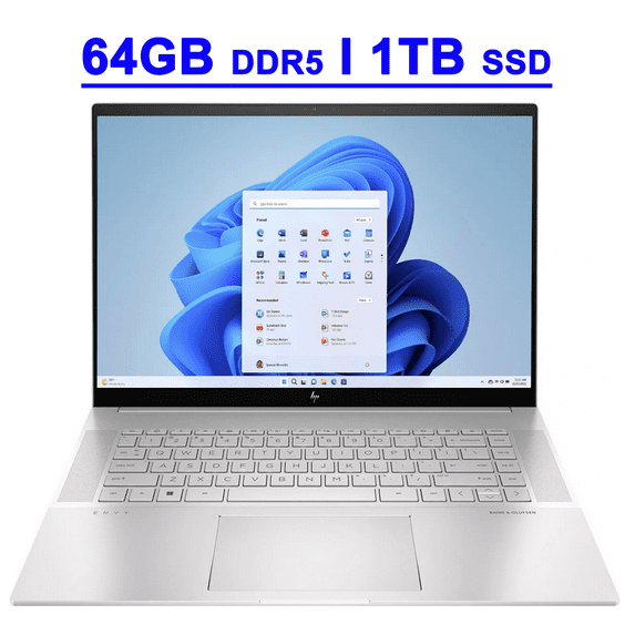 HP Envy 16 Premium Gaming Laptop 16" WQXGA IPS 120Hz Touchscreen (400nits 100% sRGB) Intel 14-core i7-13700H 64GB DDR5 1TB SSD GeForce RTX 4060 8GB Graphic Backlit Thunderbolt USB-C Win11 Silver