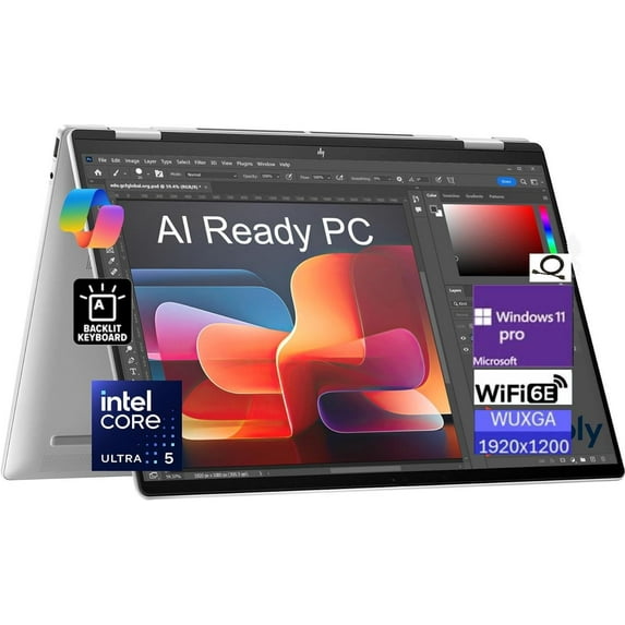HP Envy 16" Wide Ultra XGA Touchscreen 2-in-1 Laptop, Built-in AI, Intel Core Ultra 5 125U Processor, 16GB RAM 1TB SSD, Wi-Fi 6E, Backlit Keyboard, 5MP IR Camera, Windows 11 Pro, Glacier Silver