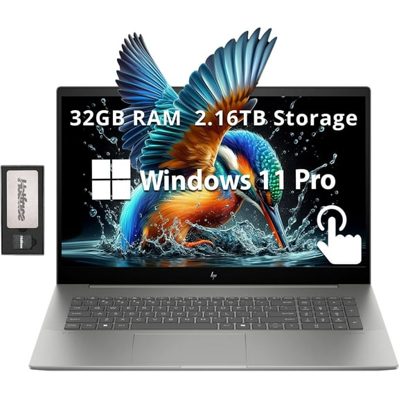 HP Envy 17.3" FHD Touchscreen Laptop, Intel Core Ultra 7 155U, GeForce RTX 3050, 32GB DDR5, 2.16TB Storage(2TB SSD + 160GB Docking Station), Backlit Keyboard, 5MP Camera, Wi-Fi 6E, Win 11 Pro, Silver